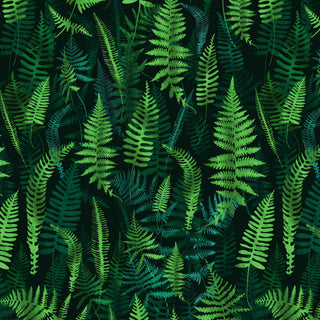 pattern of fern leaves in several shades of green